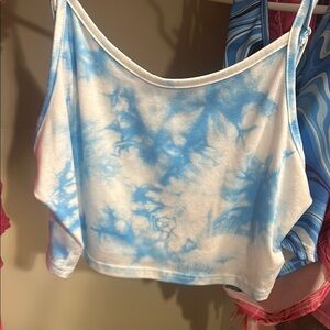 Blue and White Tie-Dye Women's Top